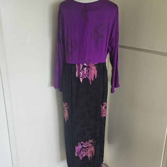 Kusnadi Wearable Art Dress/Tunic, Purple, Blk, Ethnic Prt, Tribal,Boho, NWT, L - Picture 7 of 10